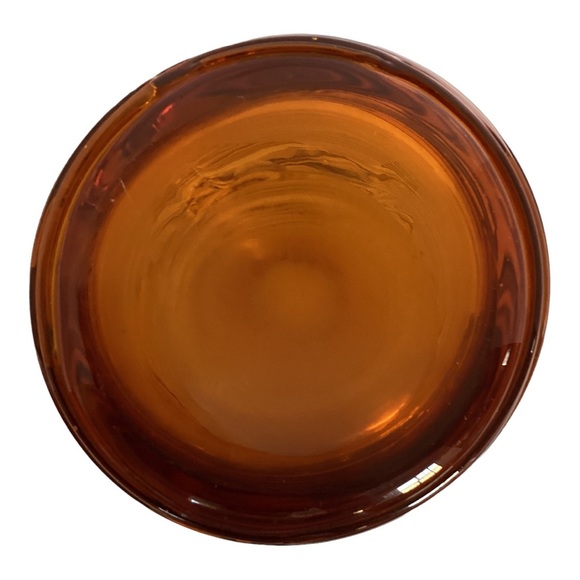 Eastern Hand Blown Beehive Vase Thick Amber Art Glass String Thread Overlay EUC - Picture 14 of 16